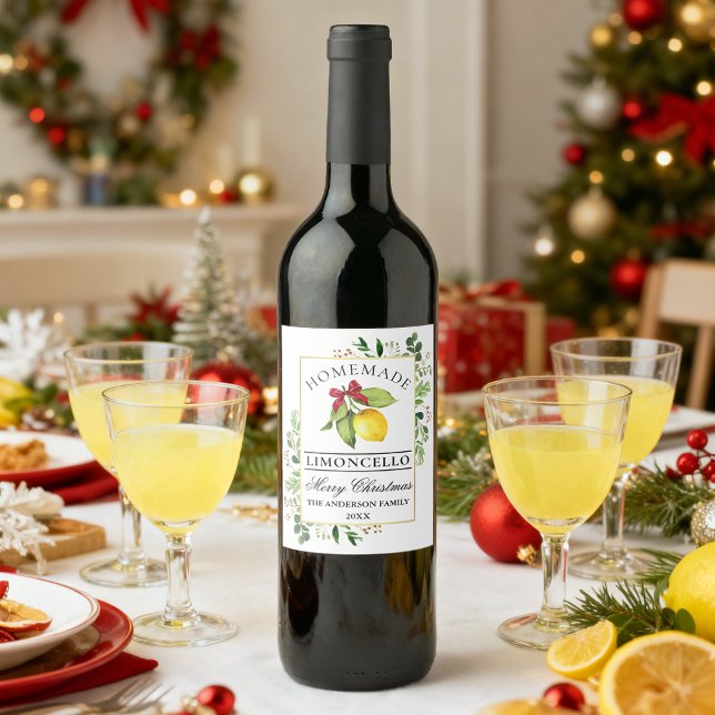 Limoncello Verdure Noël Bottle Étiquettes (Customize to change text style or text size.)