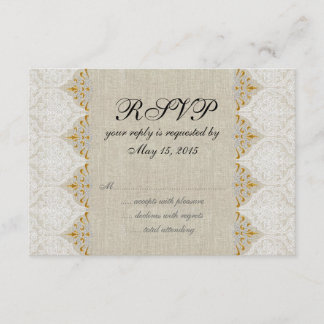 Lin de dentelle vintage Mariage rustique RSVP