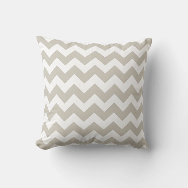 Lin et blanc Chevron Zig Zag Coussin (Recto)
