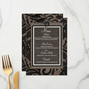 Lin et dentelle noir, blanc burlap Lénine menu
