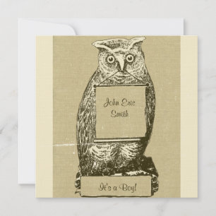 Lin Look Vintage Owl Invitation Baby shower