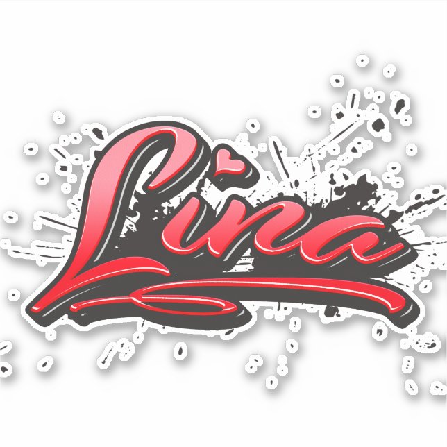 Lina autocollant graffiti sticker cœur rouge (Devant)