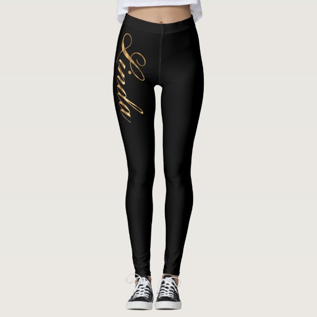 Linda gold Design Lettering Leggings (Devant)