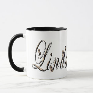 Linda, Nom, Logo, Mug Combo Noir.