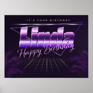 Linda Nom Vorname lila retro Poster Geburtstag