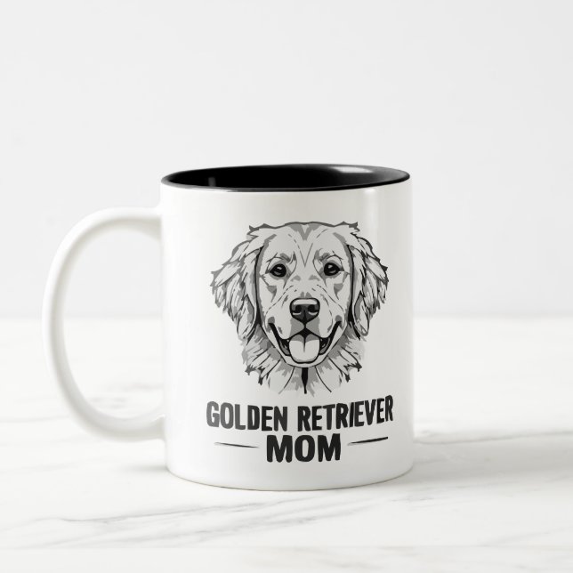 Line Art Golden Retriever Chien Maman Mug cadeau (Gauche)