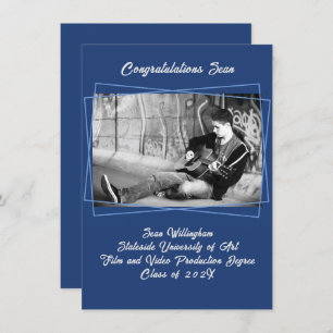 Line Frame Son's Photo Graduation Faire-part