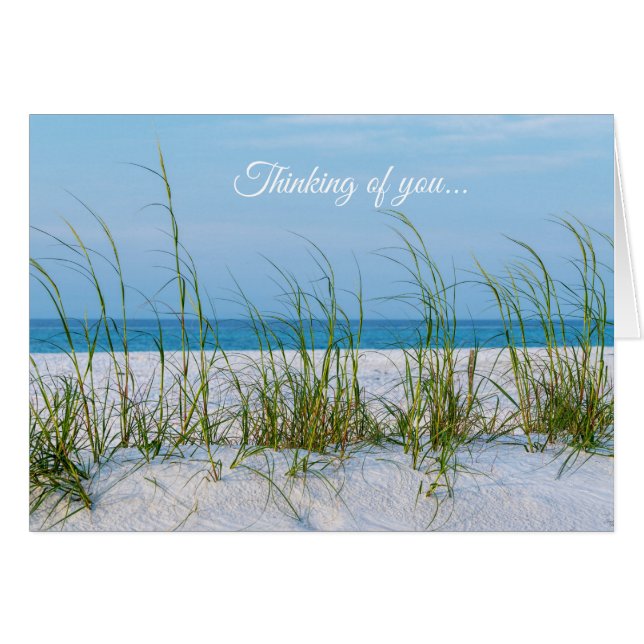 Line Of Sea Oats In White Sand Thinking of U Card (Devant Horizontal)