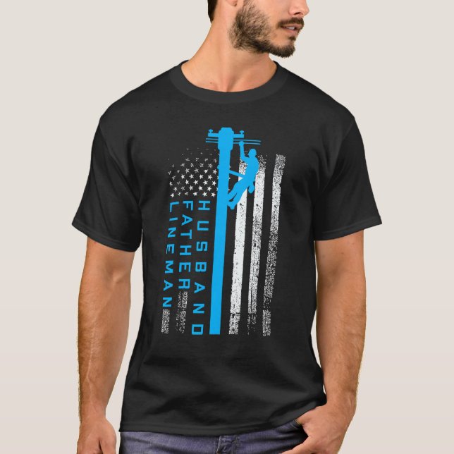 Lineman Fête des pères Tshirt Electrique Cable Lin (Devant)