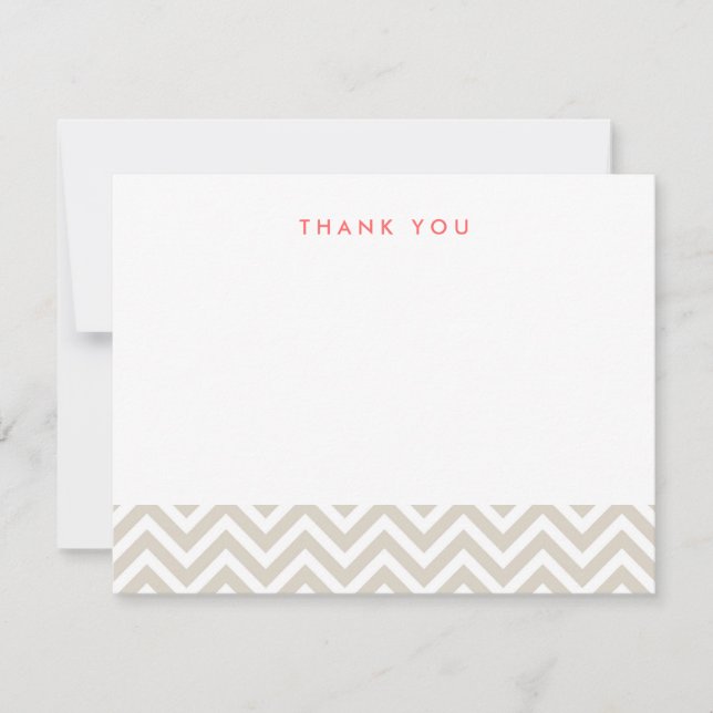 Linen Beige Simple Chevron Merci Cartes de notes (Devant)