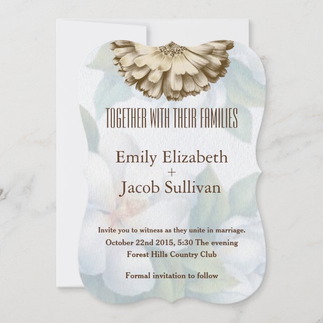 Linen Daisy Lime Green Nature Faire-part de mariag (Devant)