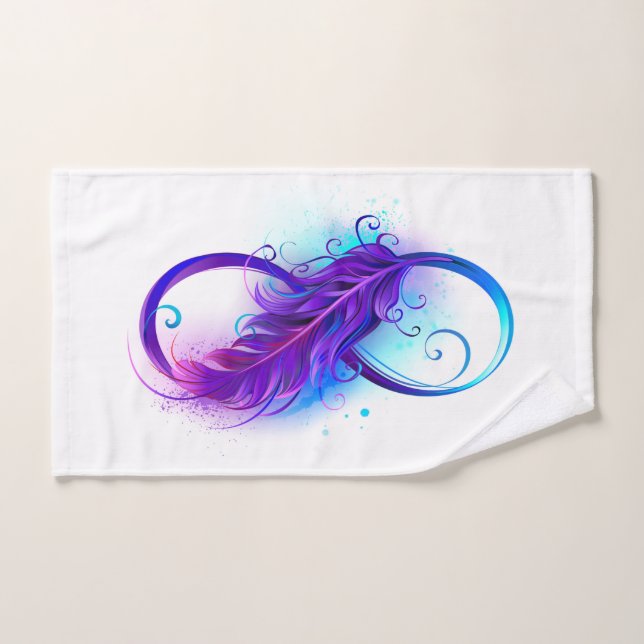 L'infini avec plume violette (Serviette à main)