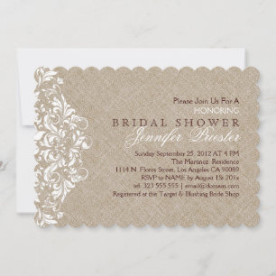 Linge beige Invitation dentelle blanche Fête des m