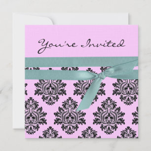 Linge de baby shower rose et turquoise invitation 