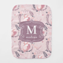 Monogramme mignon renards rose moderne adorable fi