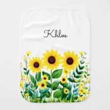 Personalized Sunflowers Burp Cloth Add Your Name