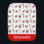 Linge De Bébé Sucre de canne de neige personnalisé de pouding de<br><div class="desc">Ce chiffon de Noël en tissu de bébé brulé présente l'équipage de Noël. Un groupe de petits personnages de Noël mignons qui adorent s'amuser et faire du mal à Noël. L'équipage comprend,  Snowman,  Santa Hat,  Christmas Pudding,  Mince Pie et Sucre de canne.</div>