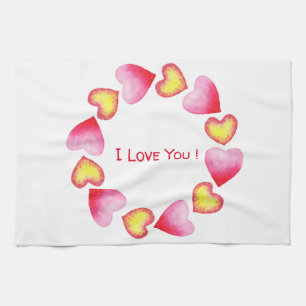 Linge De Cuisine С te romantique Je t'aime Saint Valentin