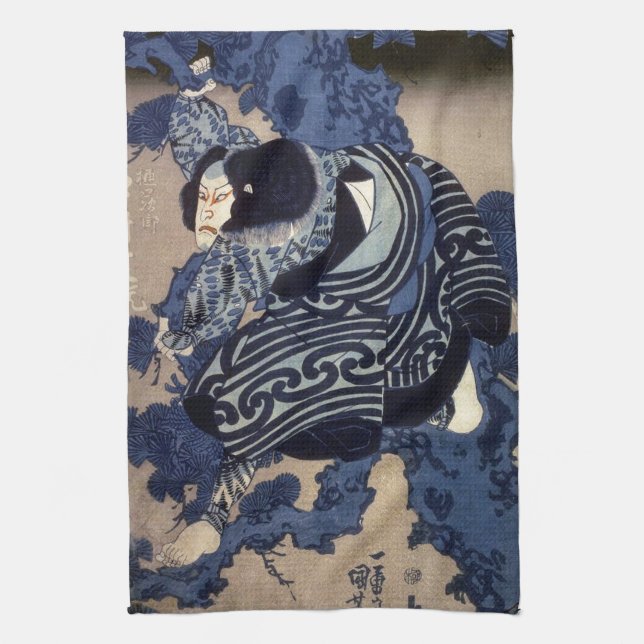Linge De Cuisine 歌舞伎役者, acteur de Kabuki de 国芳, Kuniyoshi, Ukiyo-e (Vertical)