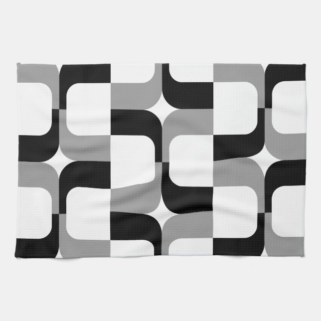 Linge De Cuisine 020614 - Gris et noir sur blanc (Horizontal)