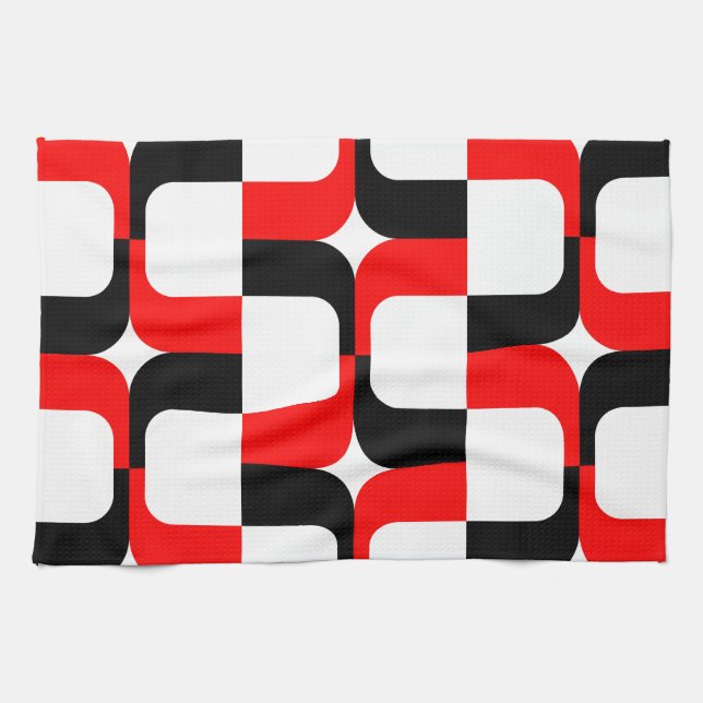 Linge De Cuisine 020614 - Rouge et noir sur blanc (Horizontal)