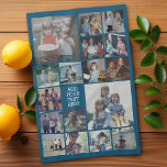 Linge De Cuisine 17 Collage photo et texte - Peut éditer bleu<br><div class="desc">Un design avec un arrière - plan bleu foncé basique. Utilisez jusqu'à 17 photos carrés pour créer un cadeau unique et personnel. Si vous avez besoin d'ajuster les images,  cliquez sur l'outil personnaliser pour apporter des modifications.</div>