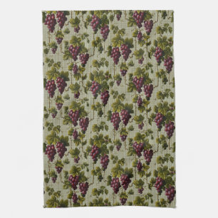 Linge De Cuisine 1900 Raisins Vintages Fruits Botanique