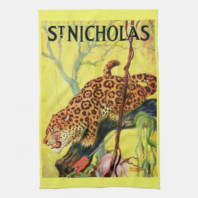 Linge De Cuisine 1929 Revue Saint-Nicolas empreinte de léopard (Vertical)