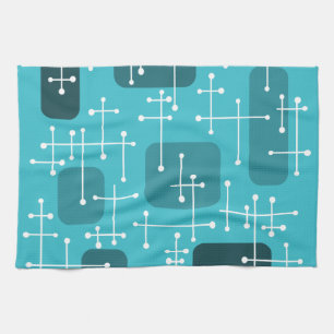 Linge De Cuisine 1950 Eames Era Art Crosshairs Turquoise