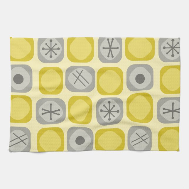 Linge De Cuisine 1950 Mod Art Soft Cubes Jaune Grey (Horizontal)