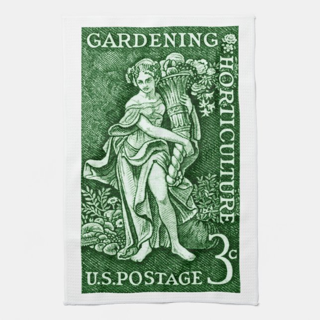 Linge De Cuisine 1958 Jardinage + Timbre d'horticulture (Vertical)