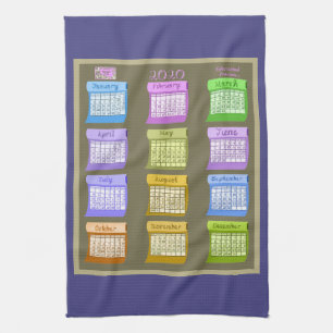 Linge De Cuisine 2020 calendrier boulons tissu neutre bleu cuisine