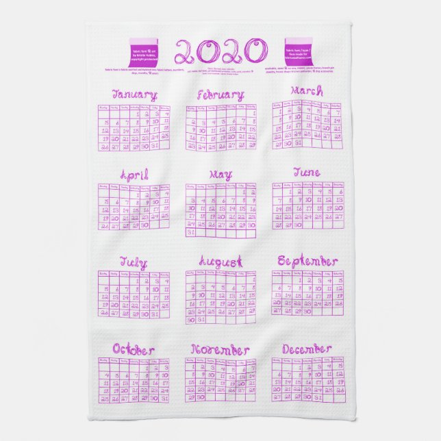 Linge De Cuisine 2020 calendrier boulons tissu police orchidée cuis (Vertical)