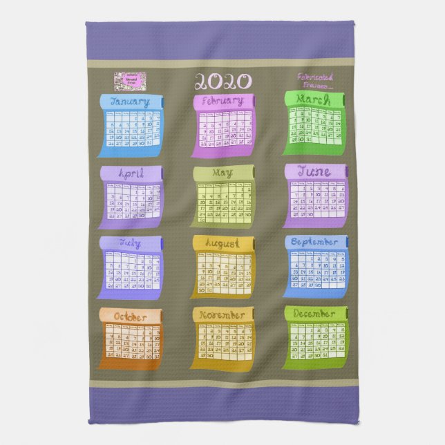 Linge De Cuisine 2020 calendrier lettres de tissu chiffres mois de  (Vertical)
