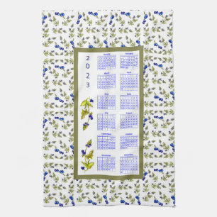 Linge De Cuisine 2023 Calendrier Blueberries Bleu Feuille épais, bl