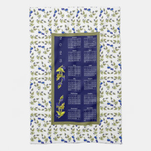 Linge De Cuisine 2023 Calendrier Blueberries Frontière Feuille Ence