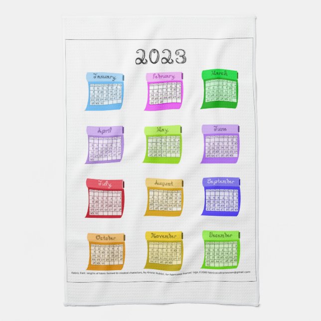 Linge De Cuisine 2023 Calendrier Tissu Font Mois boulons de tissu (Vertical)