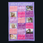 Linge De Cuisine 2025 Année Calendrier mensuel mûre photo Collage<br><div class="desc">Cette serviette de cuisine mensuelle personnalisée 2025 année calendrier a un look géométrique moderne du milieu du siècle avec blocs de couleur asymétriques et typographie de style papier découpé. Les couleurs sont toutes dans les tons roses et violets. Utilisez les modèles faciles pour ajouter six de vos photos préférées (le...</div>