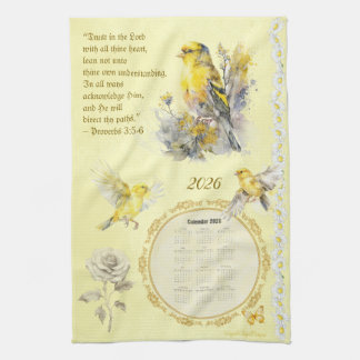 Linge De Cuisine 2026 Calendar Towel Goldfinch Trust in the Lord 