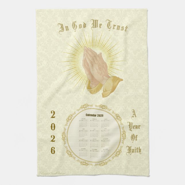 Linge De Cuisine 2026 Calendar Towel In God We Trust (Vertical)