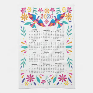 Linge De Cuisine 2026 Calendrier Otomi volant mexicain Oiseaux et f