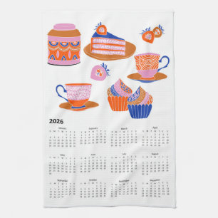 Linge De Cuisine 2026 Folk Art Cottagecore Calendrier de thé après-