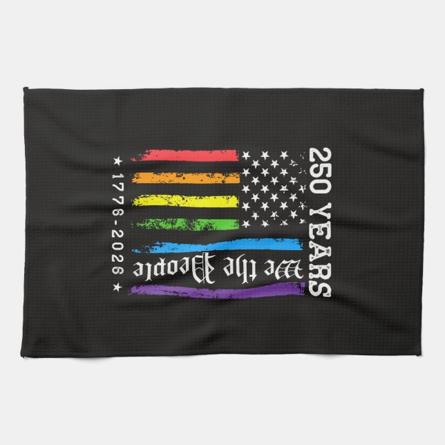 Linge De Cuisine 250 Ans de Drapeau de Fierté LGBT Américain 250e A (Horizontal)