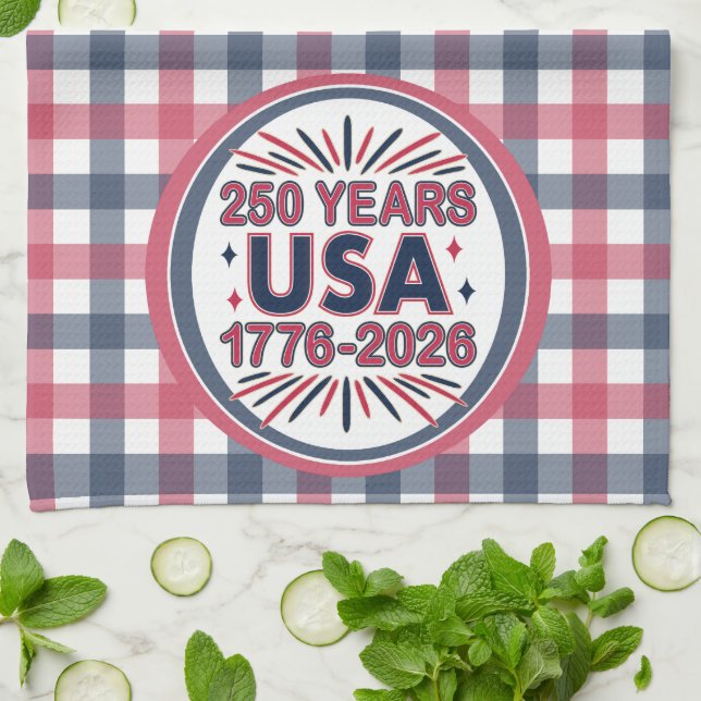 Linge De Cuisine 250 ans USA | Semiquinentenaire 1776-2026 (Plié)