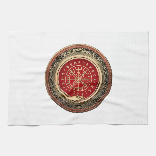 Linge De Cuisine [300] Vegvisir - Viking Gold Magic Runic Compass (Horizontal)