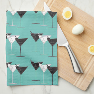 Linge De Cuisine 3 Cocktails B&W Martinis aqua - Kitch/Bar serviett