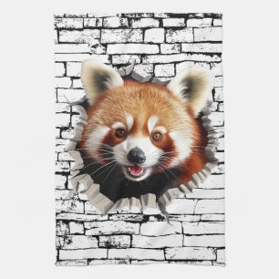 Linge De Cuisine 3D Red Panda Wall Break Art - Safari réaliste