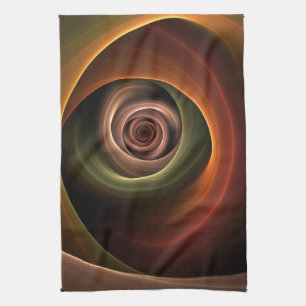 Linge De Cuisine 3D Spirale Abstraite couleurs chaudes Art fractal 