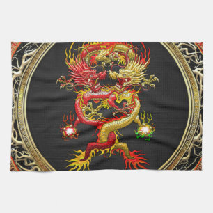 Linge De Cuisine [400] Dragons rouges et jaunes