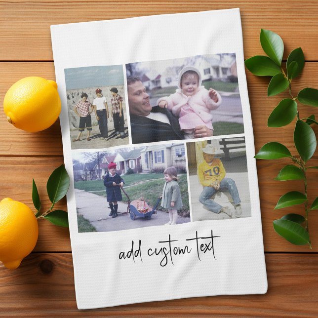 Linge De Cuisine 4 Collage de photos - vous pouvez changer la coule (Custom Kitchen Towel with Photo Collage)